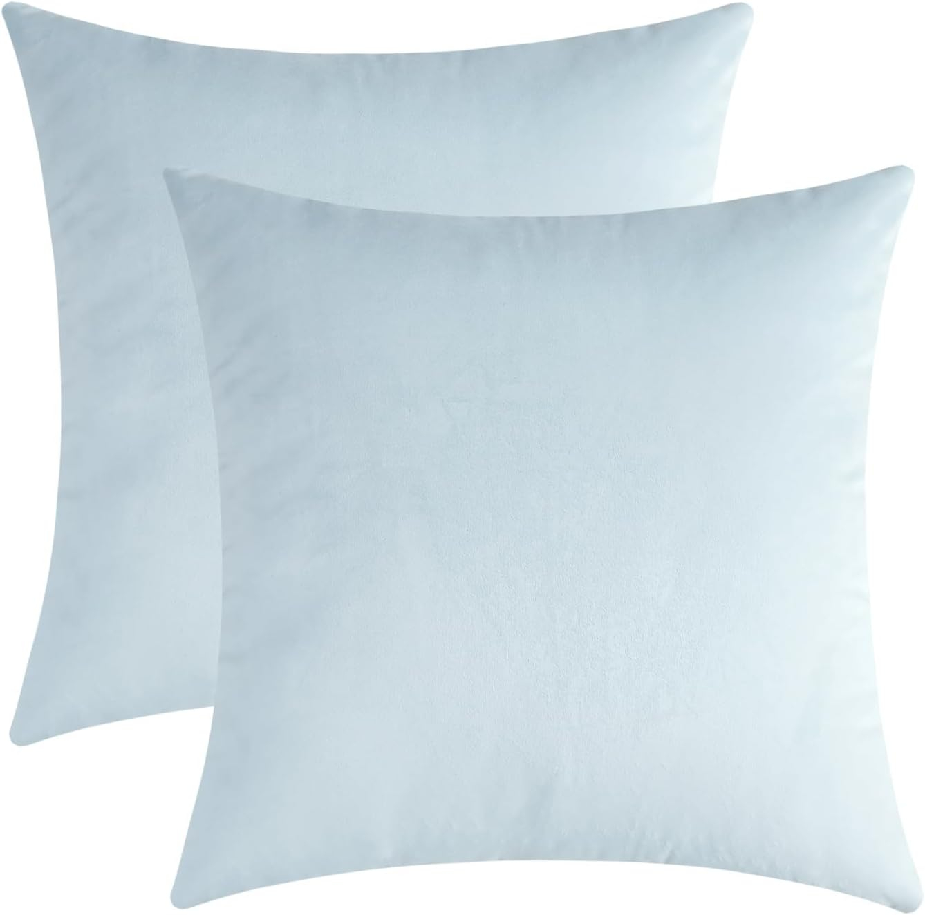 Toptie Set of 2 Velvet Pillow Covers 18" x 18", Throw Cushion Case for Sofa Bedroom (Beige)