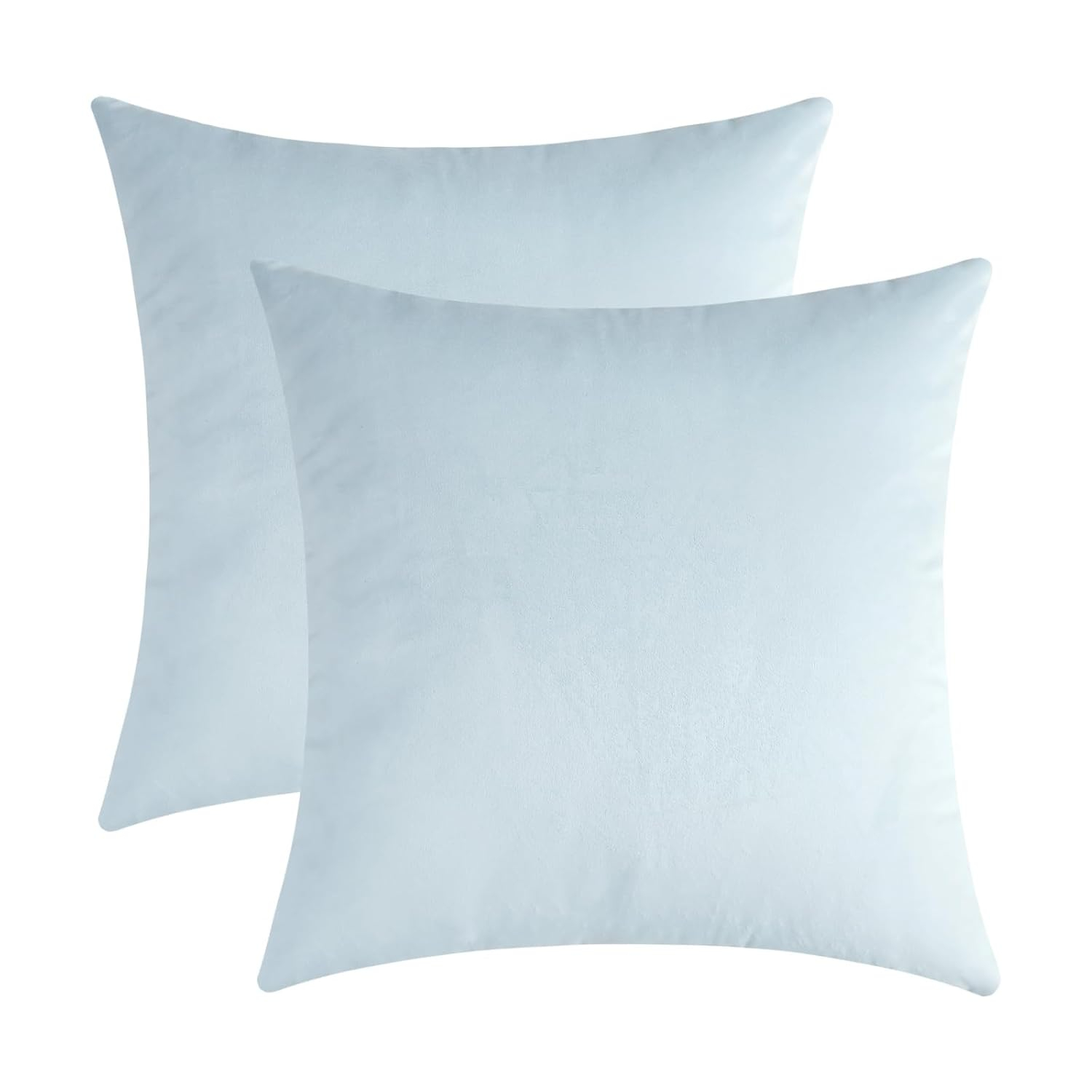 Toptie Set of 2 Velvet Pillow Covers 18" x 18", Throw Cushion Case for Sofa Bedroom (Beige)