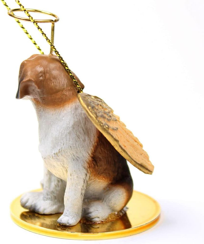 Beagle Angel Ornament with Gold Wings and Halo