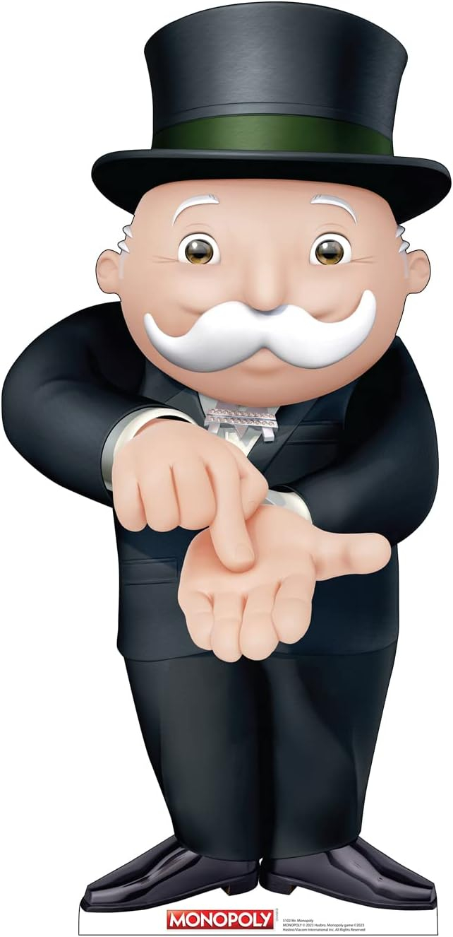 48 x 27 in. Life-Size Cardboard Cutout of Mr. Monopoly Moustache Twirl