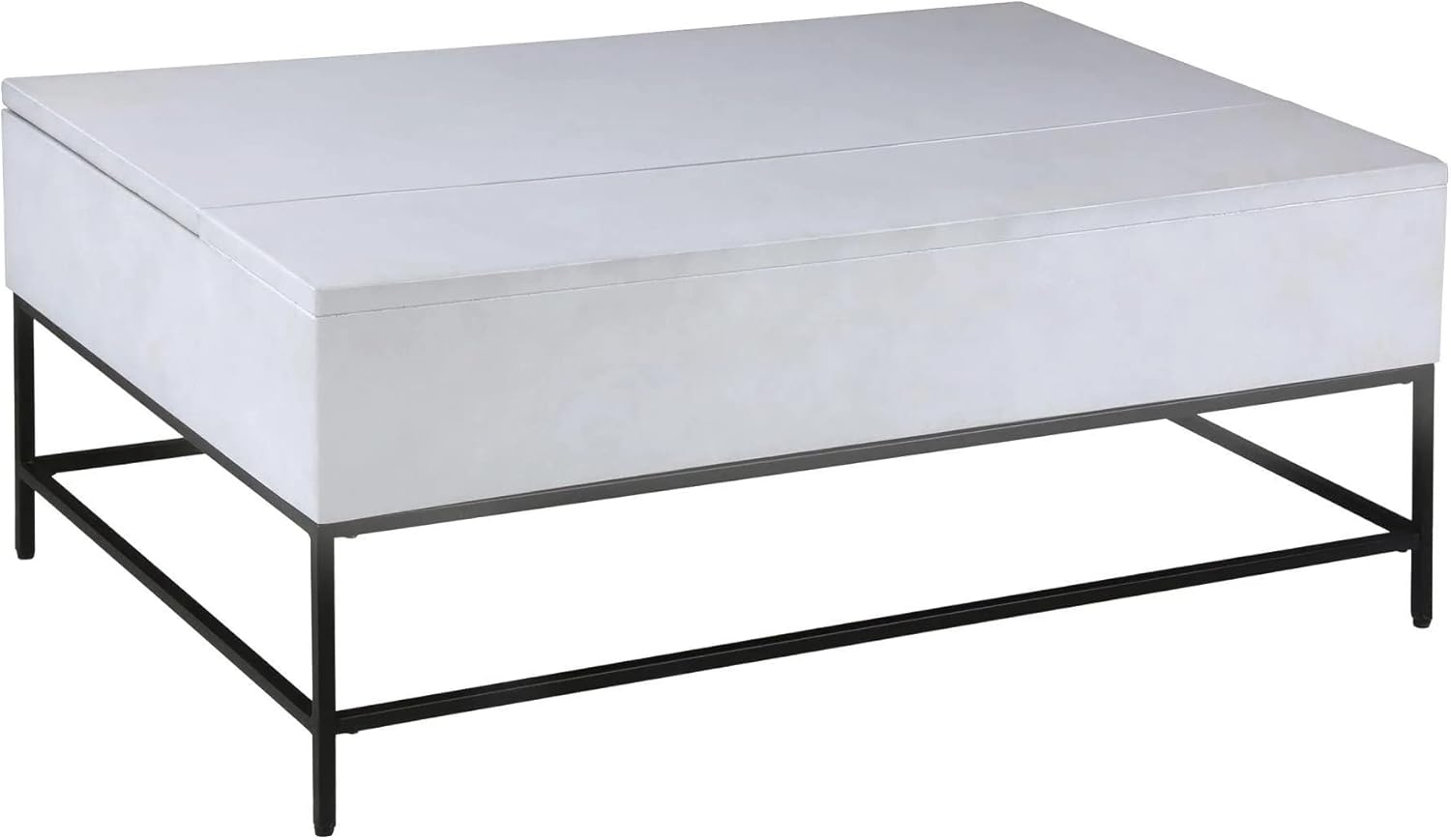 45 Inch Rectangular Mango Wood Coffee Table, Lift Top Storage, Iron Frame, White, Black 71911