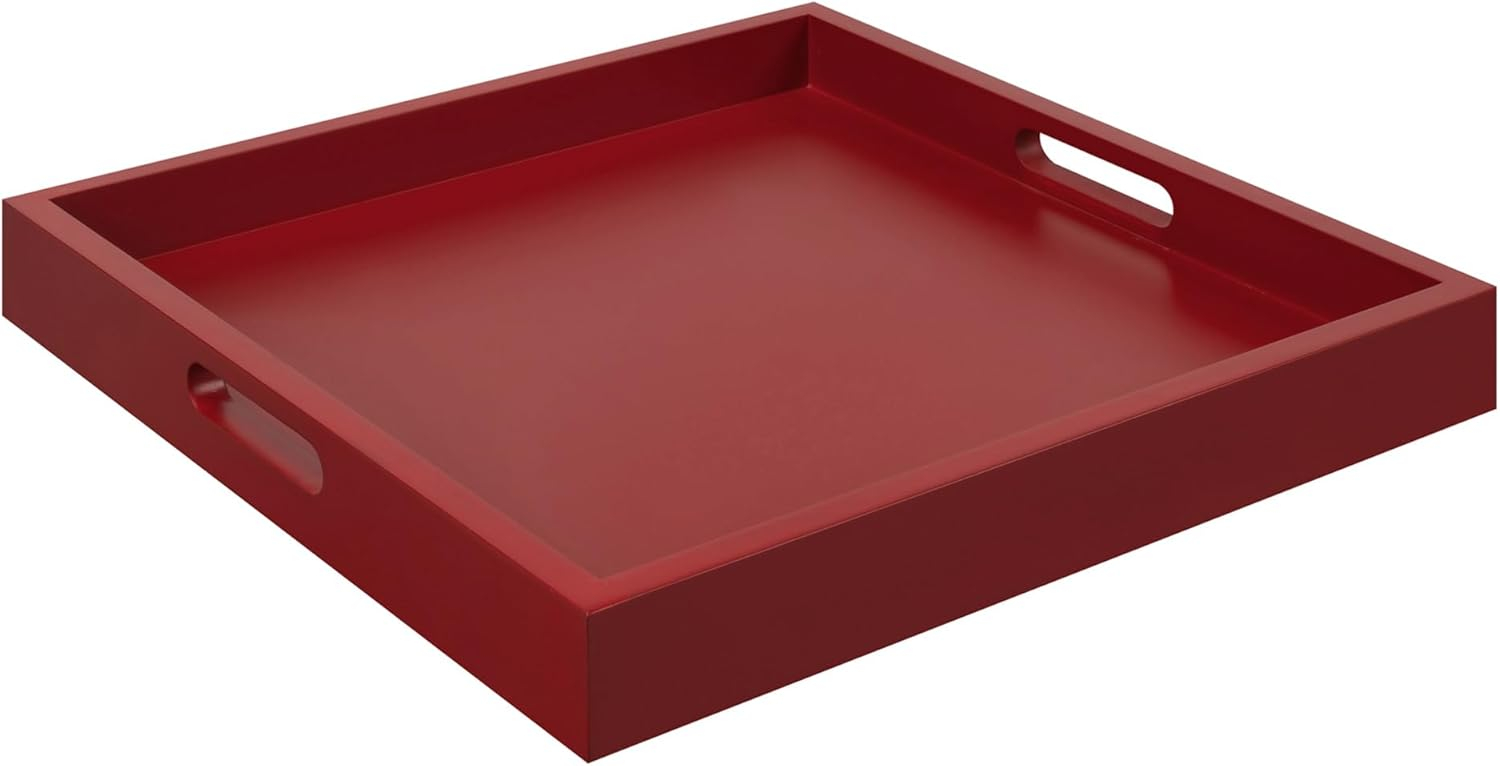 Convenience Concepts Palm Beach Tray in Red Wood Finish with Handles