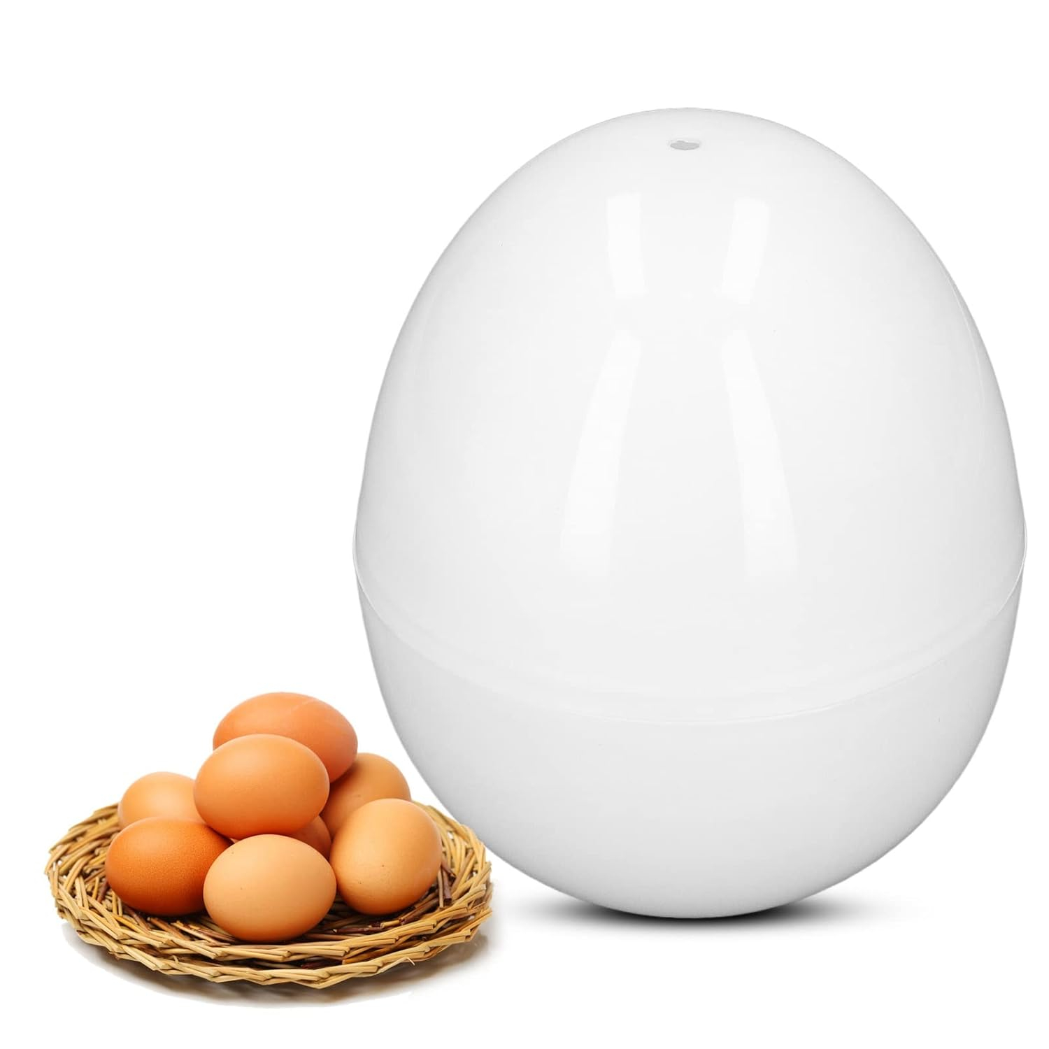 EggFecto Microwave Egg Cooker for Hard Boiled Eggs - 4 Rapid Microwave Hard Boiled Egg Cooker with Strong PP Exterior and Aluminum Tray