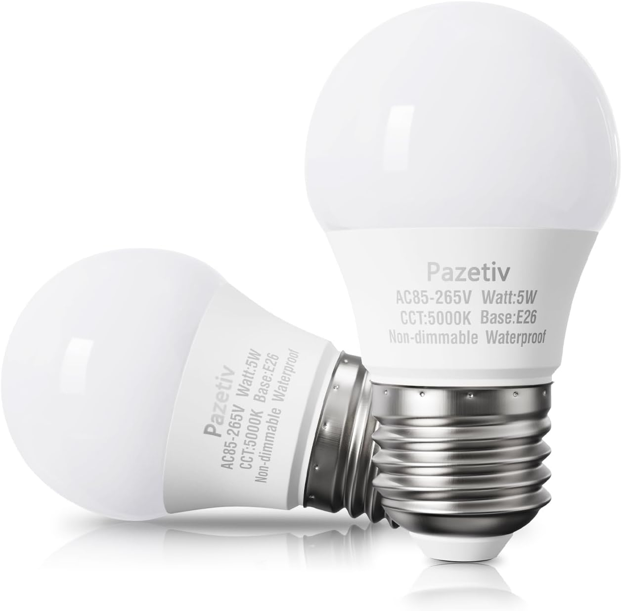 Waterproof LED Refrigerator Light Bulbs 40 watt Equivalent, 120V, Daylight 5000K, E26 Medium Base, Fridge Light Bulb, Freezer Bulb, A15 LED Appliance Bulb, Not Dimmable