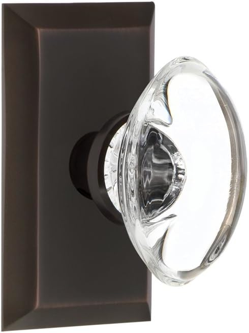 Studio Plate with Oval Clear Crystal Door Knob