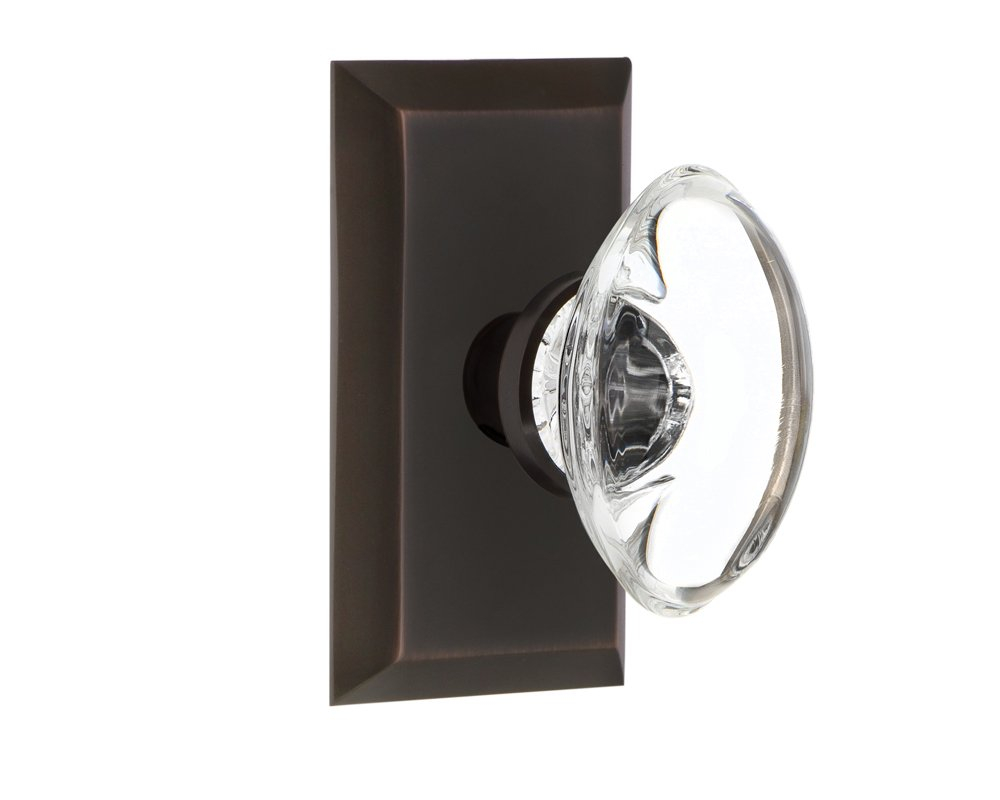 Studio Plate with Oval Clear Crystal Door Knob