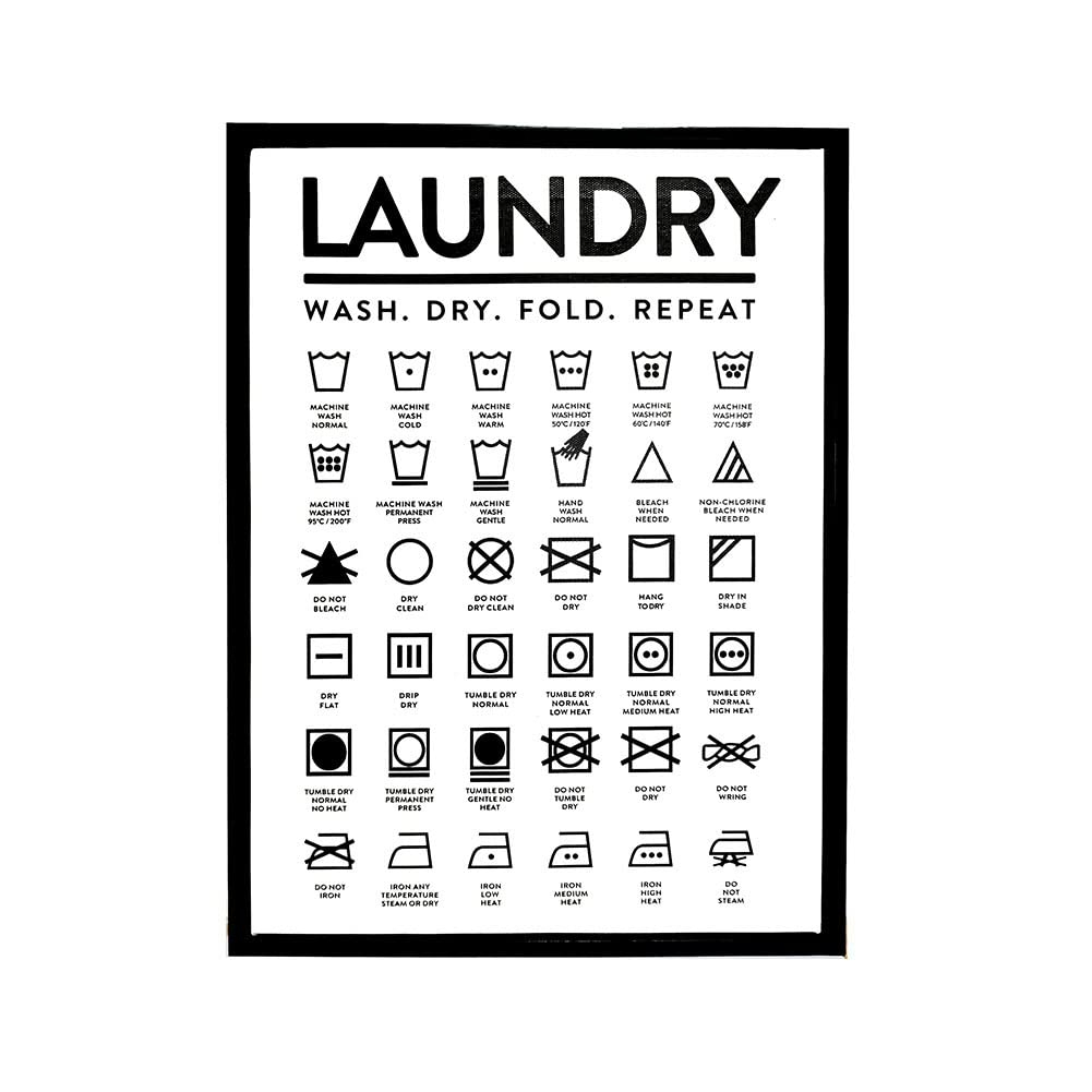 Nufar Laundry Symbols Guide Laundry Room Tin Sign Metal Wall Art Iron Painting for Indoor Outdoor Home Decor Room Door Accessories Poster Gifts 8x12 Inch