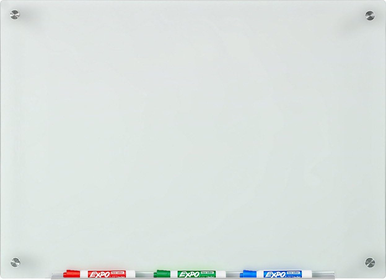 Audio-Visual Direct Frosted Glass Dry-Erase Whiteboard Set - 18 x 24 inches - (Non-Magnetic)