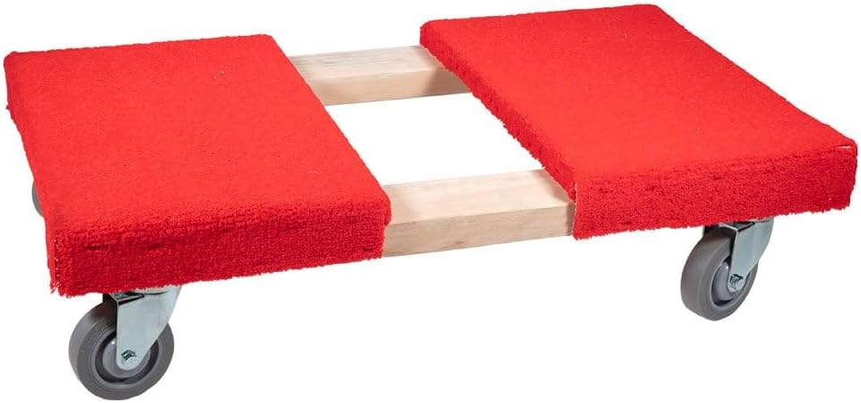 19" x 32" Carpeted Furniture Dolly 4 Wheels 1000 lbs. - Hardwood and Plywood Piano Moving Office Dolly with 3.5" x 4" Swivel Casters Mover
