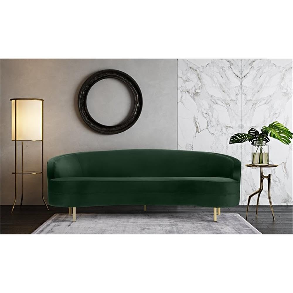 Elegant Baila Green Velvet 89" Sofa with Gold Stainless Steel Legs