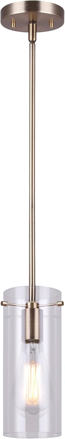Joni, IPL759A01GD, GD Color, 1 Lt Pendant, Clear Glass, 100W Type A, 4.75inch W x 16.875-58.875inch H