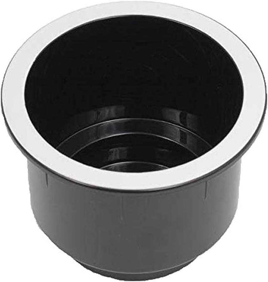 Replacement Black Plastic Cup Holders, Chrome or Wood Finished Lip, Set of 2 (Chrome)