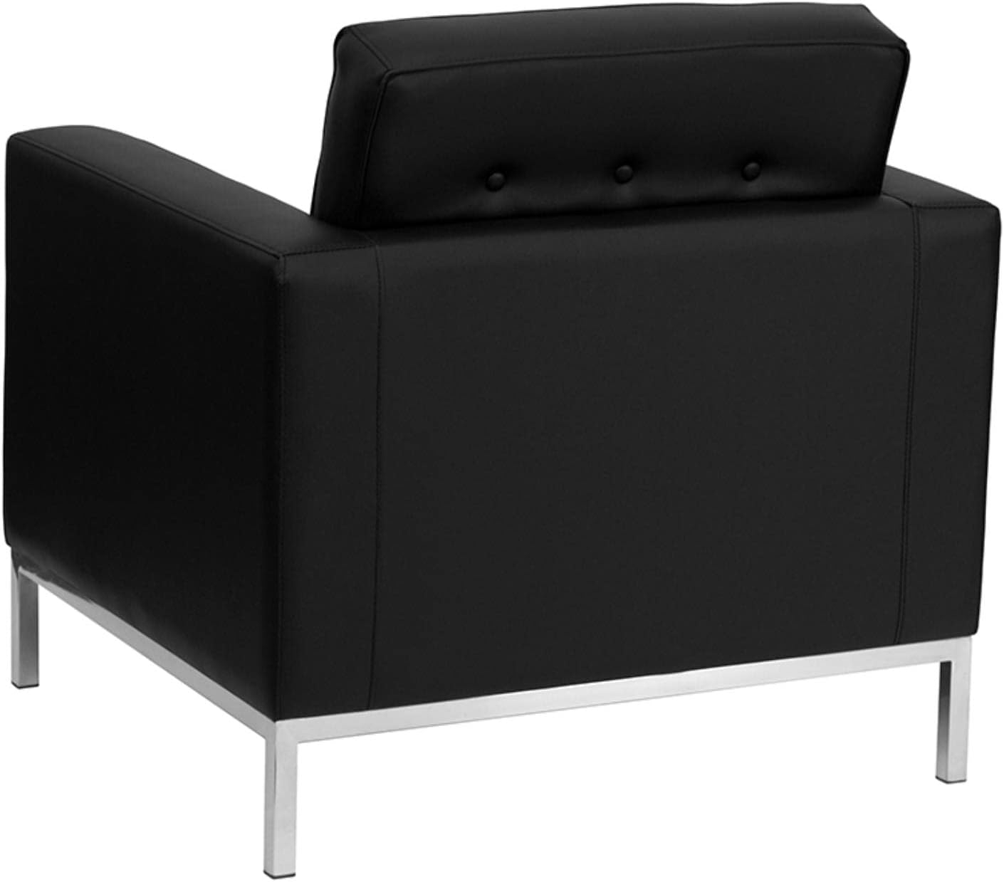 Flash Furniture HERCULES Lacey Series Contemporary Black LeatherSoft Chair with Stainless Steel Frame