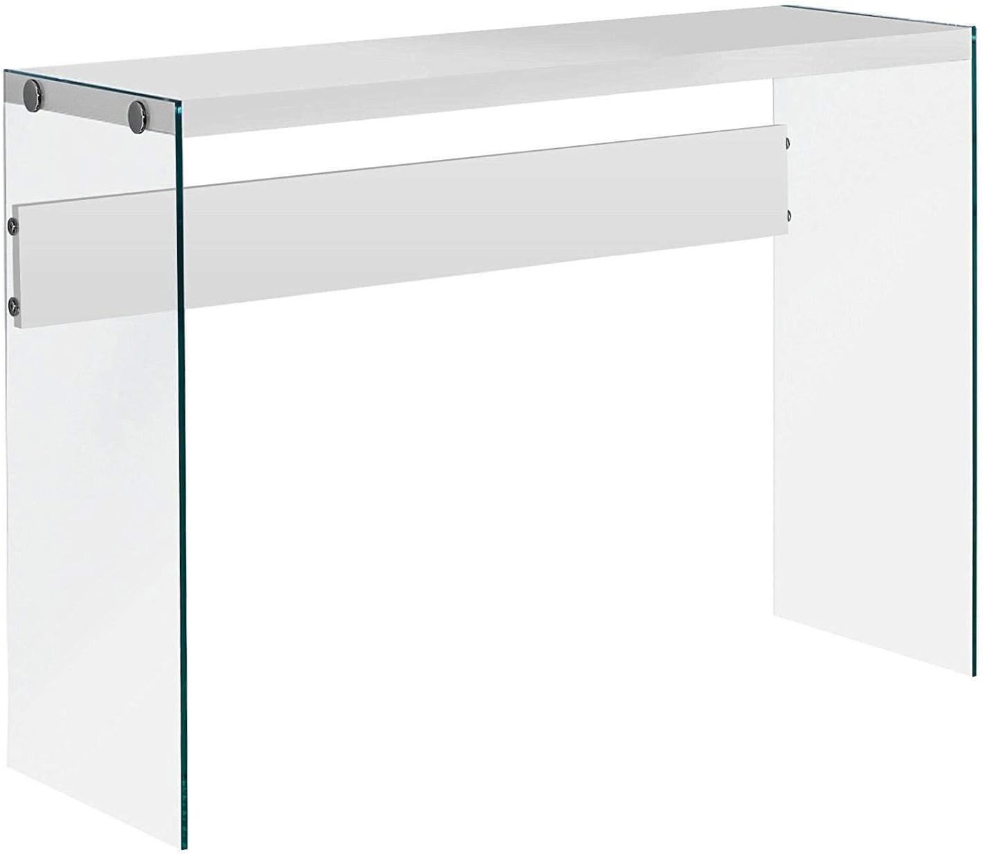 Accent Table Console Entryway Narrow Sofa Bedroom Tempered Glass Brown