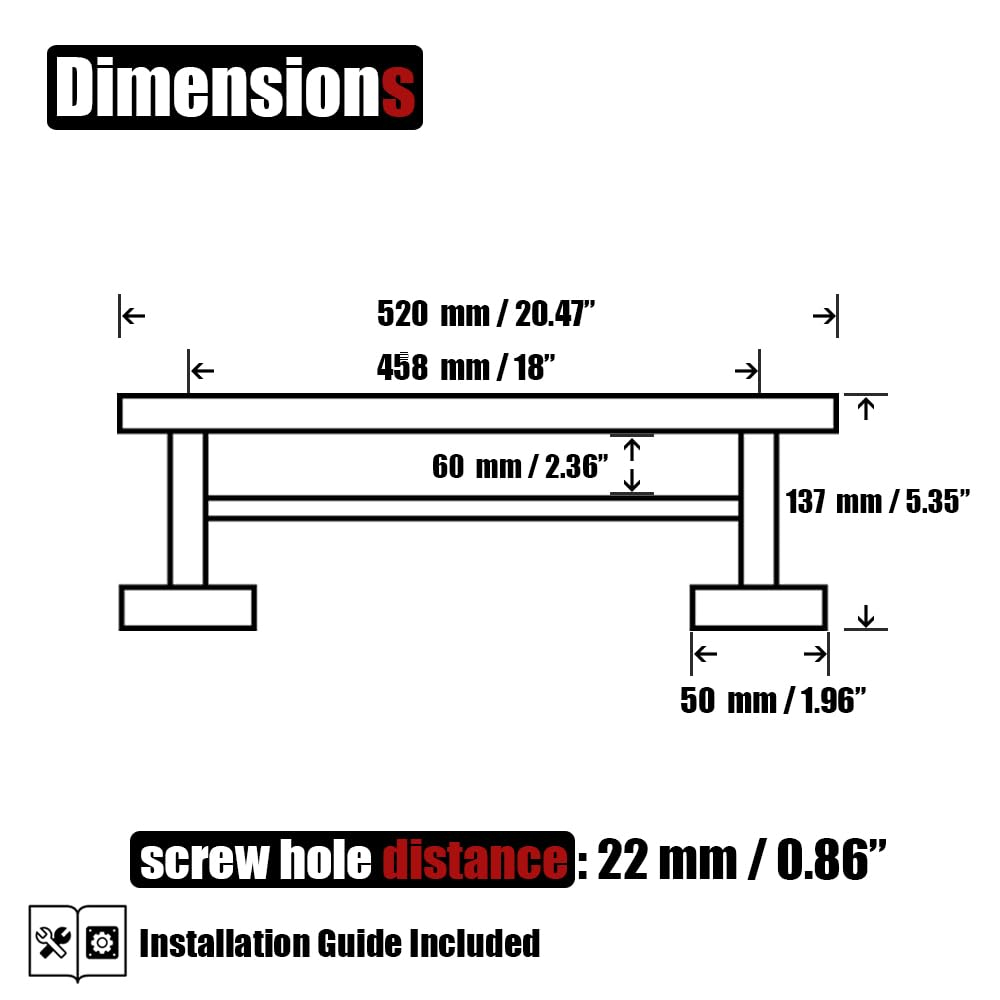 JQK Black Double Towel Bar, 20.5 Inch 304 Stainless Steel Thicken 0.8mm Towel Rack Bathroom, Towel Holder Matte Black Wall Mount, Useable Length 18 Inch, TB100L18-PB