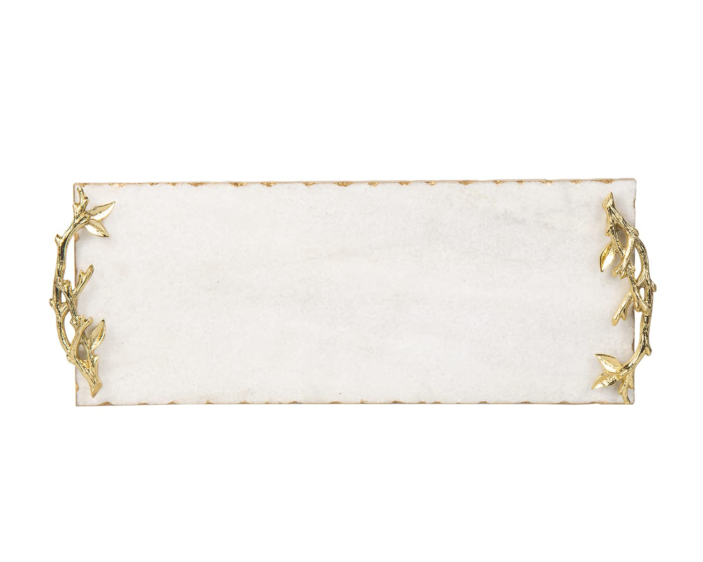 Godinger Marble Serving Tray for Appetizers Desserts Hors D'vour Dish Golden Branch.