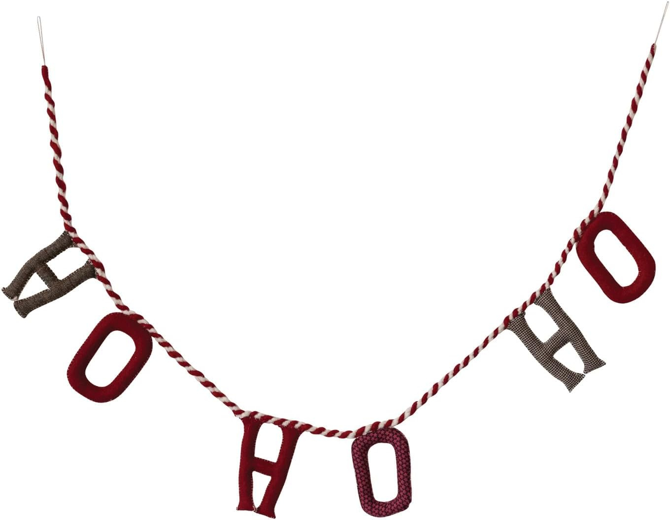 Creative Co-Op Handmade Wool Felt Ho Ho Ho Garland, Multicolor