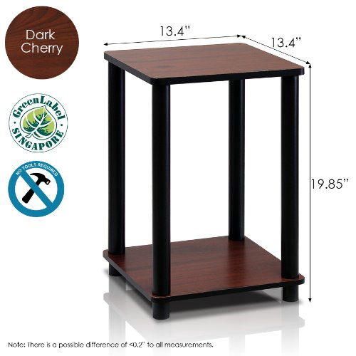 Furinno Turn-N-Tube Haydn Engineered Wood End Table in Dark Cherry/Black