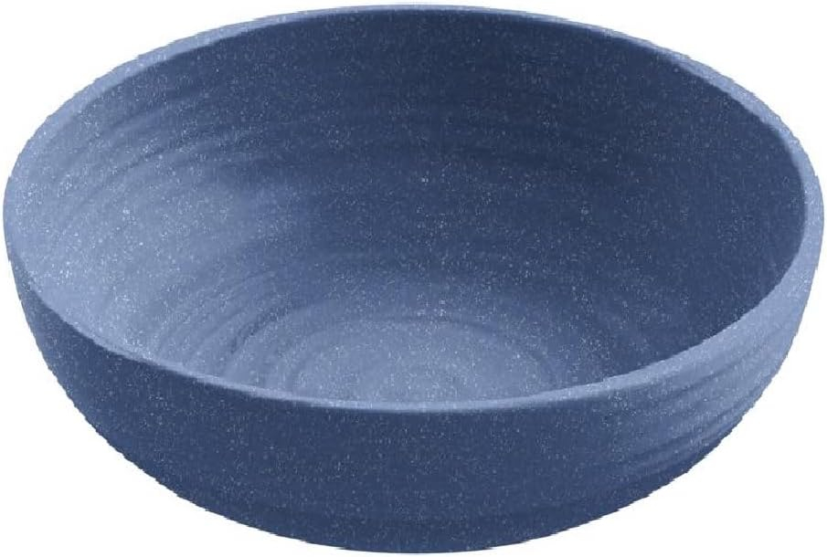 TarHong Planta Artisan Solids Low Bowl, Planta (Majority Plant Based with Melamine Binder), Shatterproof, Indoor/Outdoor Entertaining, Matte Blue, Set of 6