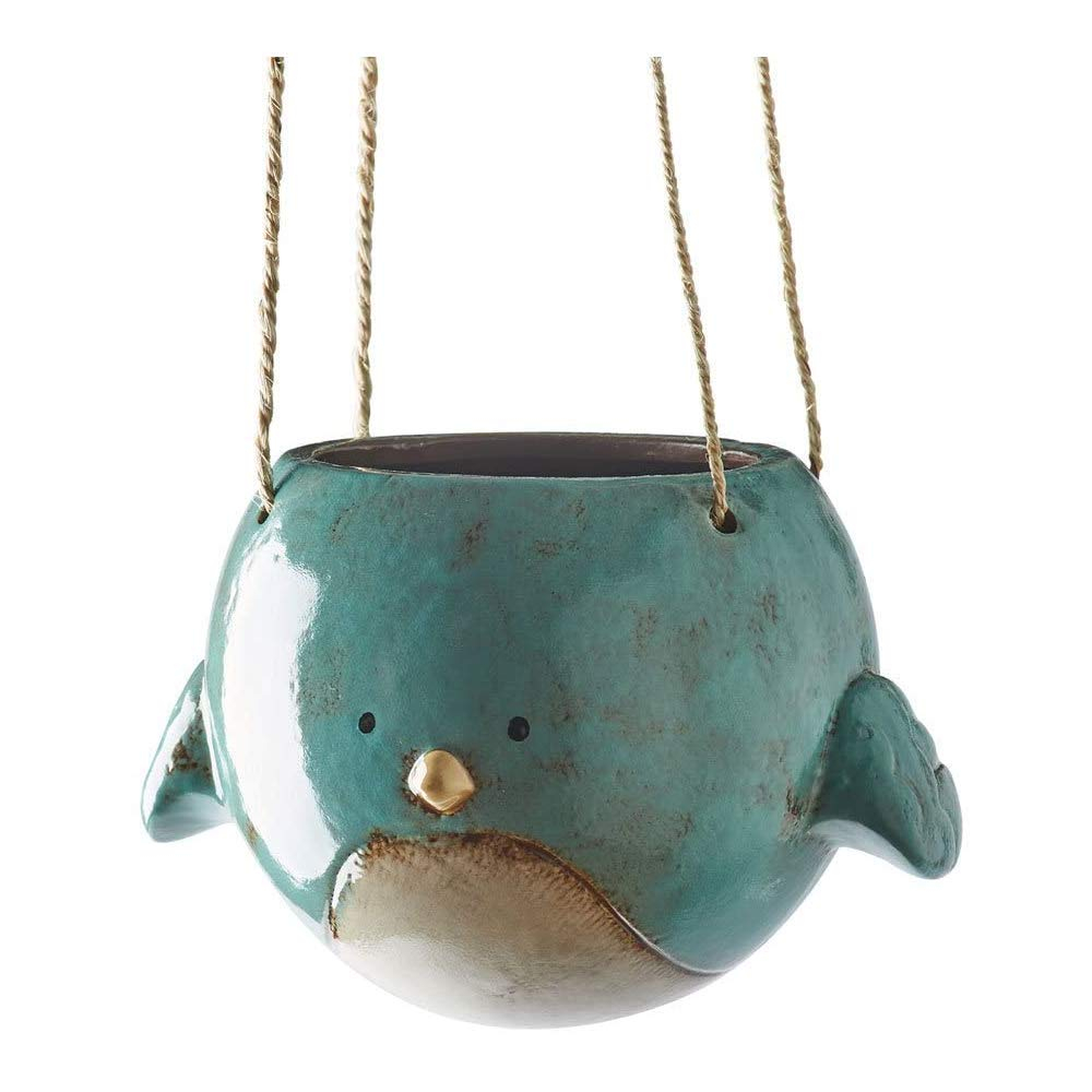 Ceramic Hanging Bird Planter Blue