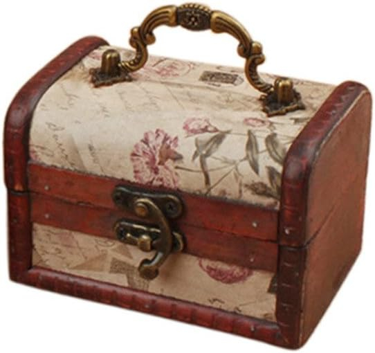 Coolrunner Handmade Retro European wooden box Vintage Wooden Treasure Case Decorative Trinket Jewelry Storage Box Old Memory (1)