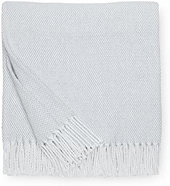 Rustic Gray Cotton Throw with Fringe Detail