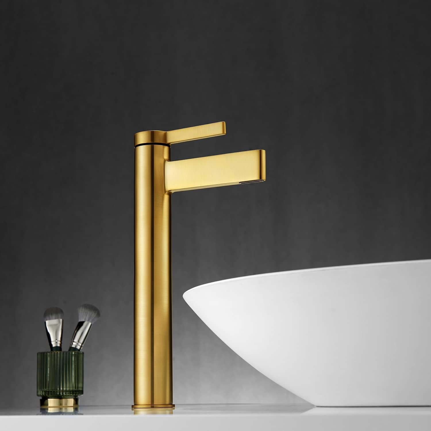 Brushed Gold Stainless Steel Single Lever Bathroom Faucet