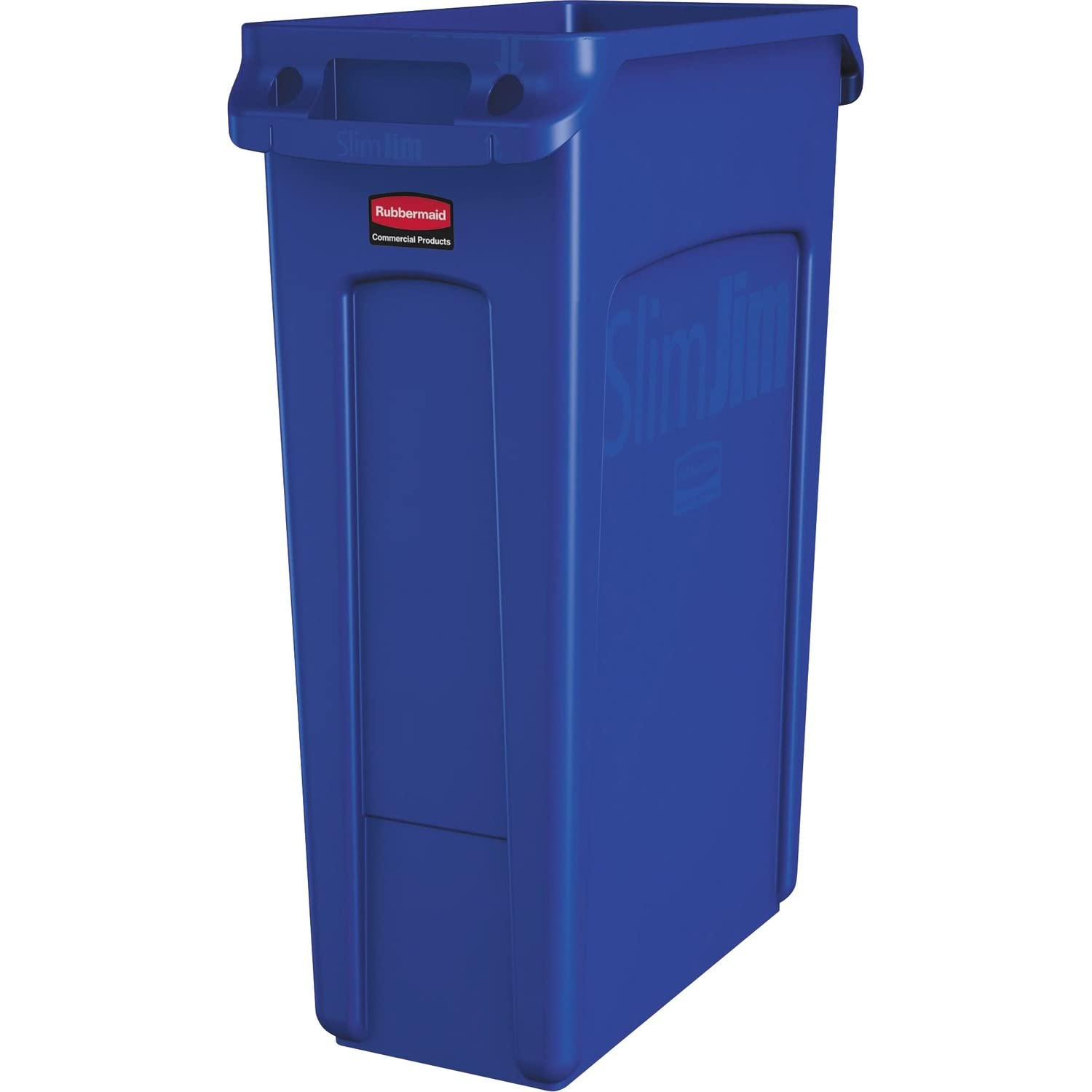 Rubbermaid Commercial Venting Slim Jim Waste Container - 23 gal Capacity - Durable, Vented, Handle - 30" Height x 22" Width x 11" Depth - Blue - 1 Each
