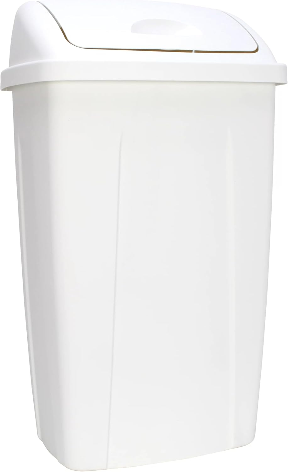 13 Gallon Trash Can, Plastic Swing Top Kitchen Garbage Trash Can (White)