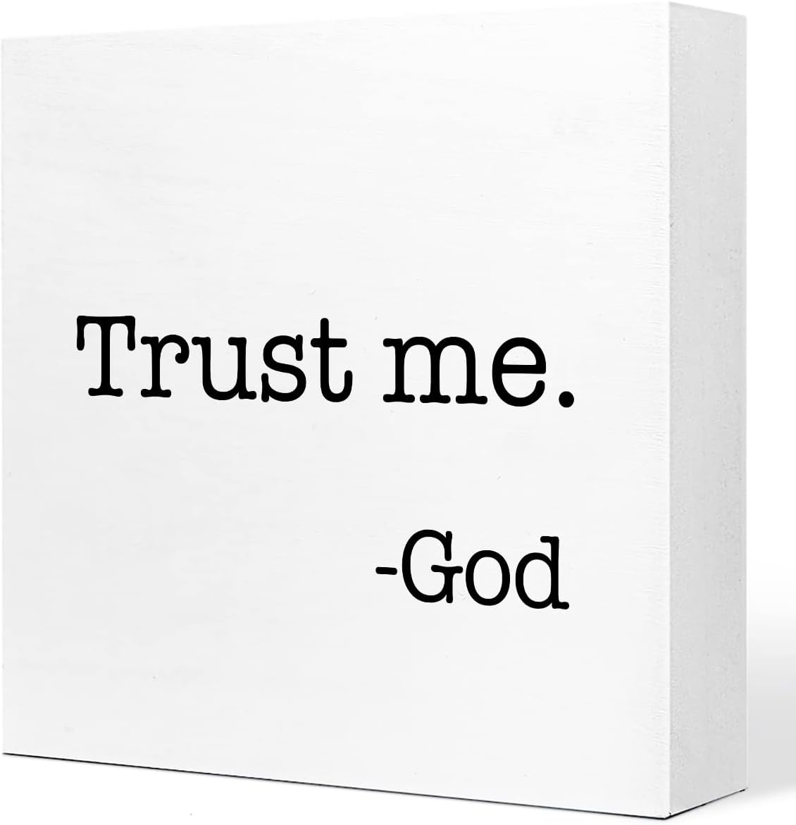 Trust Me God Wooden Sign Desk Decor,Inspirational Christian Wood Block Sign Desk Decorations for Christian Home Bedroom Girls Room Office Shelf Table Decor 5*5 inch