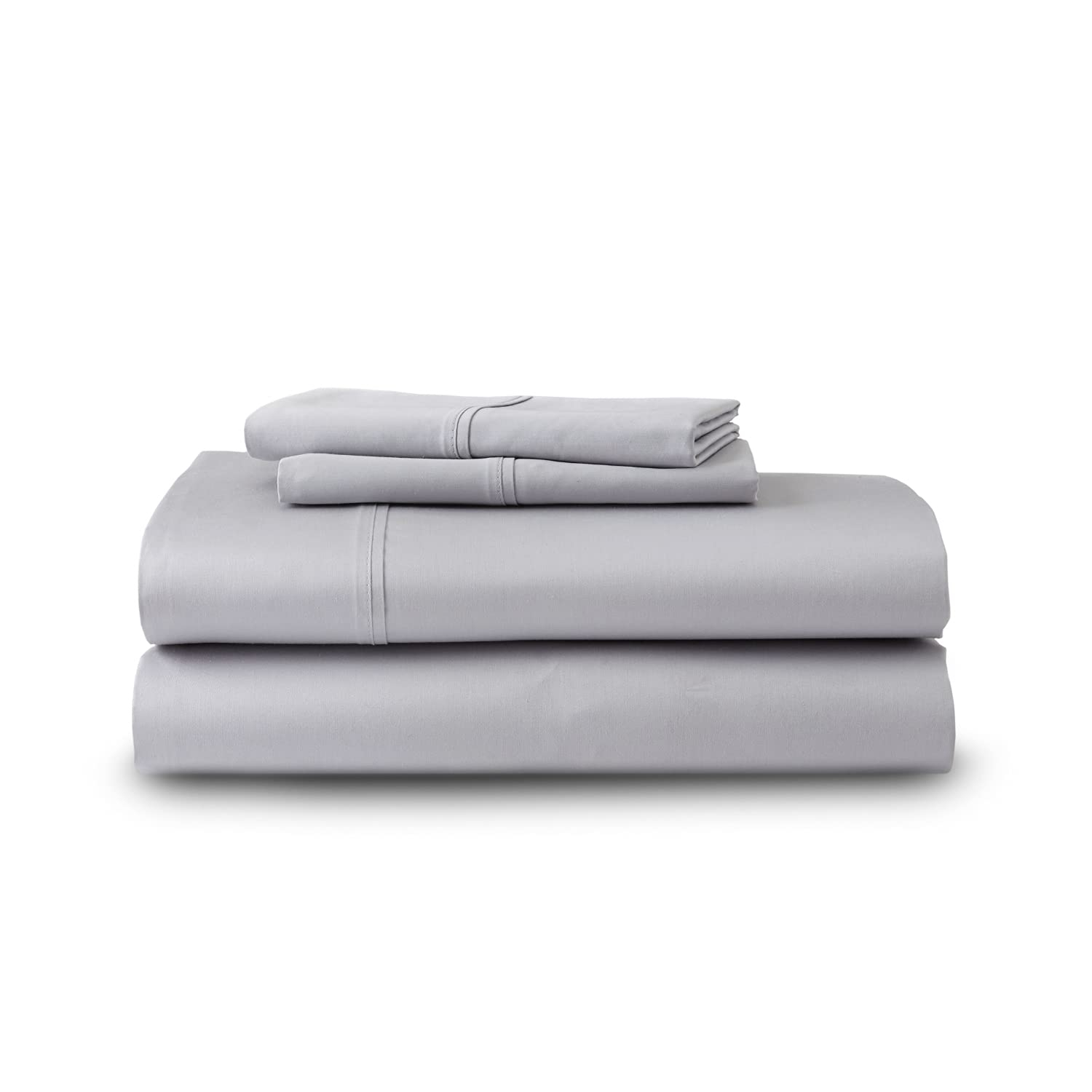 GhostBed Supima Cotton and Tencel Deep Pockets Luxury Sheet Set – Wrinkle Resistant and Cooling Queen, Gray