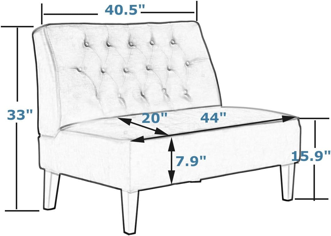 annjoe Button Tufted Loveseat Settee Upholstered Sofa Backrest Buckle Couch Banquette Bench for Dining Room Living Room Bedroom Funiture(Gray 1)