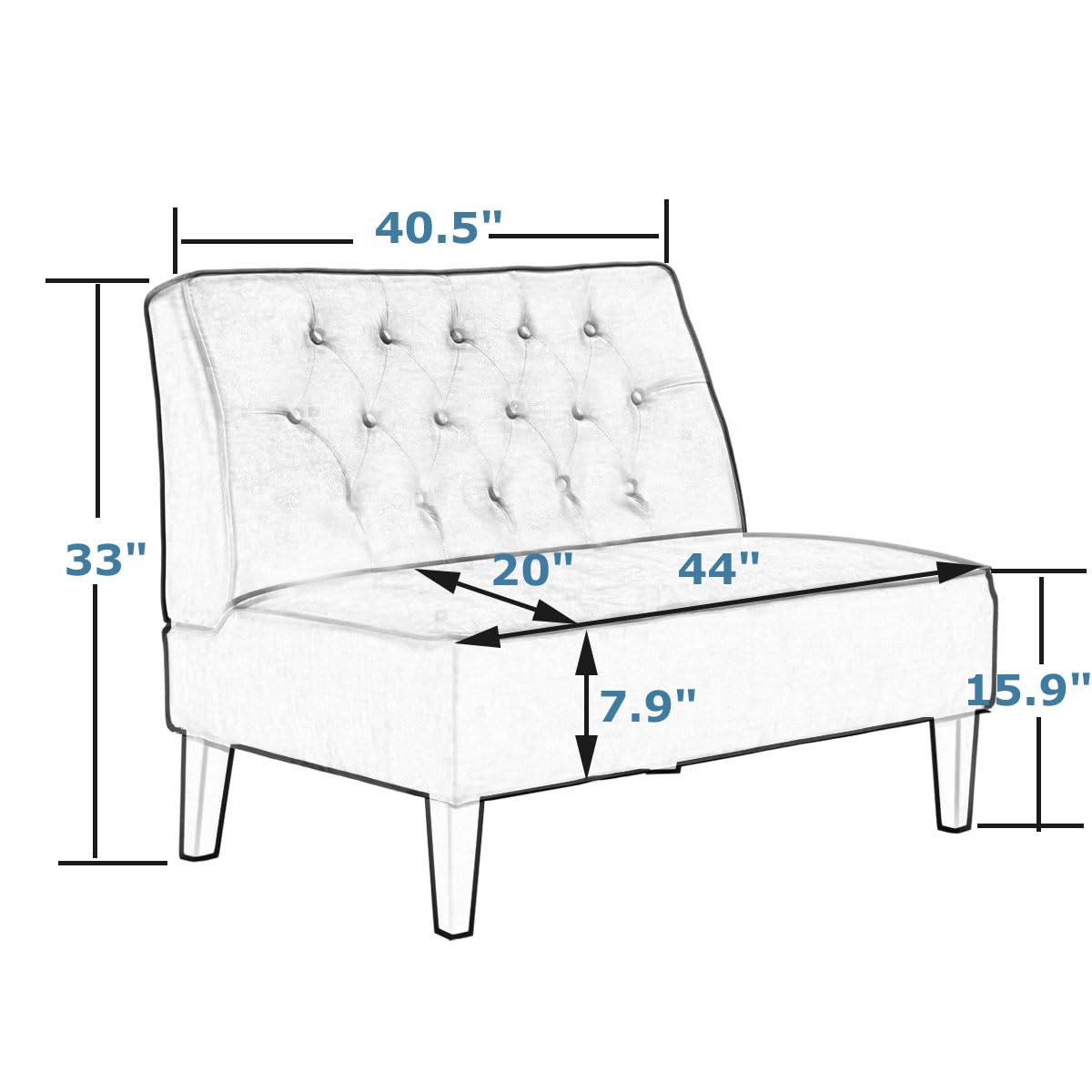 annjoe Button Tufted Loveseat Settee Upholstered Sofa Backrest Buckle Couch Banquette Bench for Dining Room Living Room Bedroom Funiture(Gray 1)