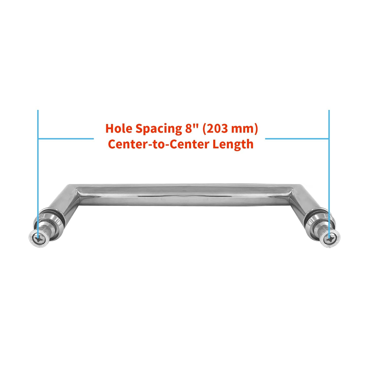 CKB 8" Shower Door Handle, Stainless Steel Shower Door Pull Compatible with 1/3" to 1/2" Glass Thickness, Back to Back Glass Door Handle with Polished Steel