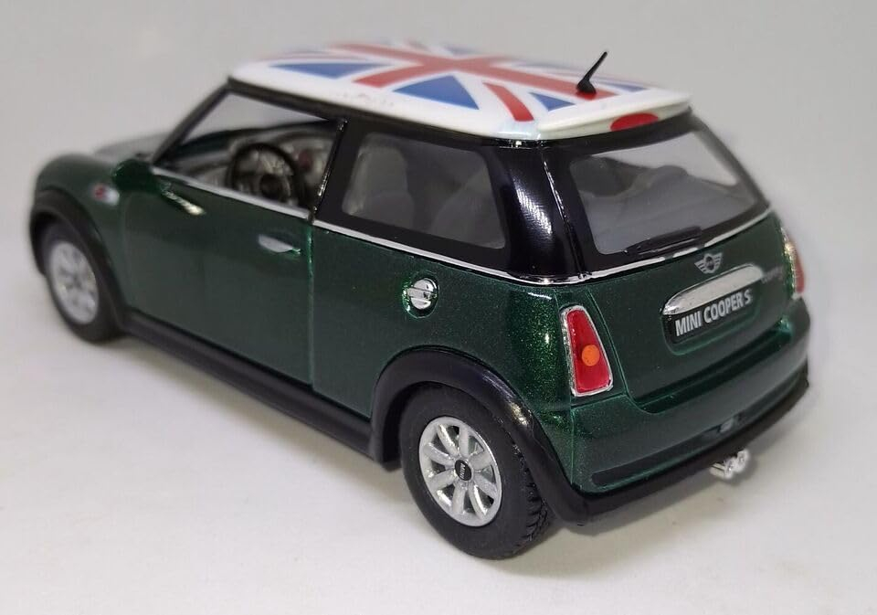 KiNSMART Mini Cooper S 5inch 1:28 Scale Die Cast Metal Model Toy Cars Green with British Flag