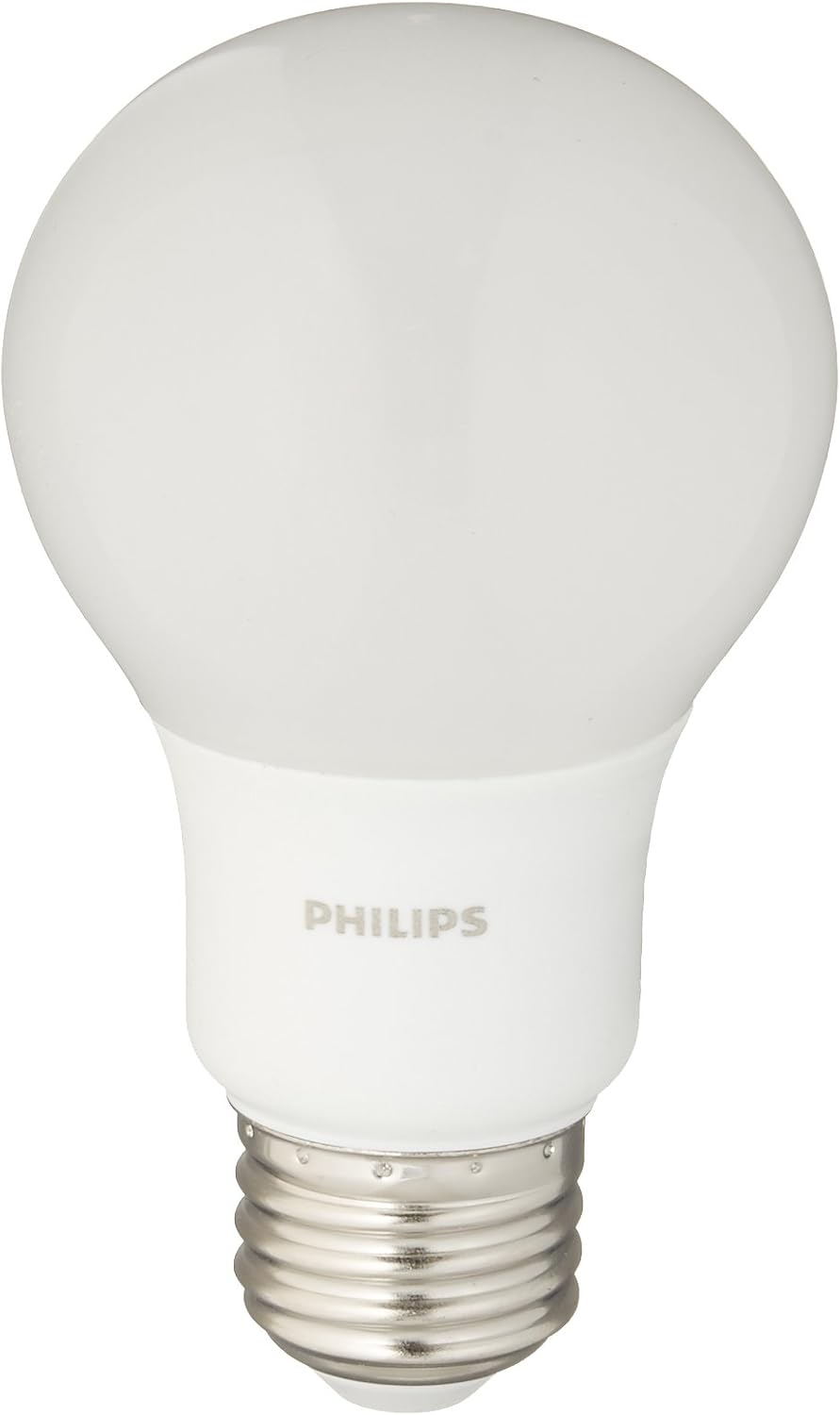 PHILIPS LED Frosted Flicker-Free A19, Non-Dimmable, EyeComfort Technology, 450 Lumen, Soft White Light (2700K), 6.5W=40W, E26 Base, Pack of 4