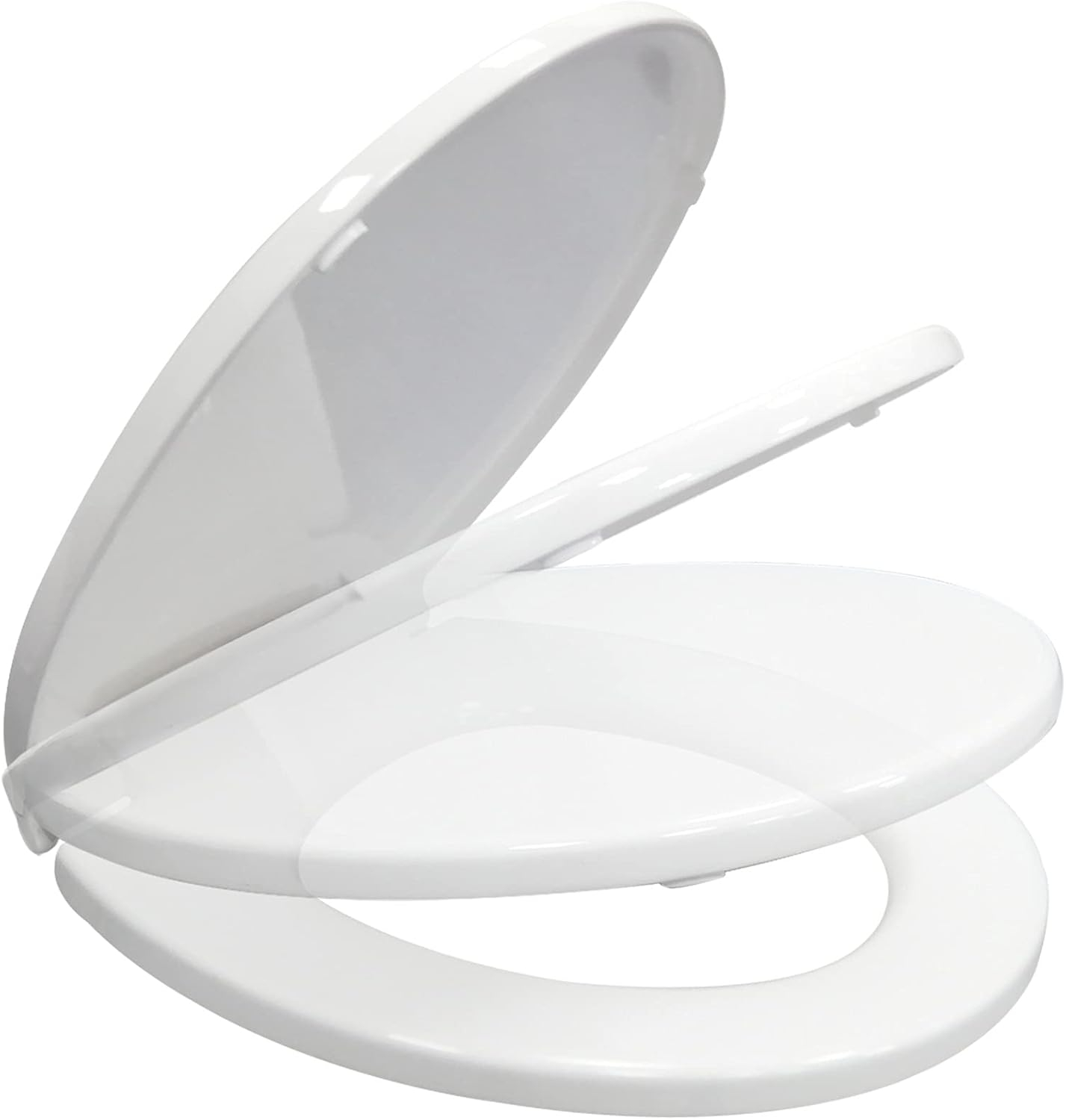 Mayfair Caswell™ Slow Close Round Plastic Toilet Seat in White Never Loosens