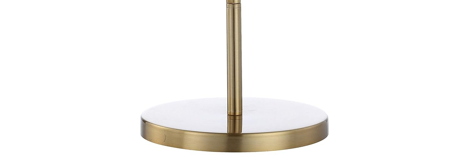 Art Deco-Inspired 17.5" Brass-Gold Globe LED Table Lamp with Frosted Glass