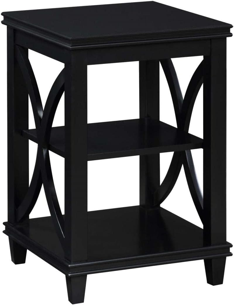 Convenience Concepts Florence 24" x 16" End Table with Shelves, Black