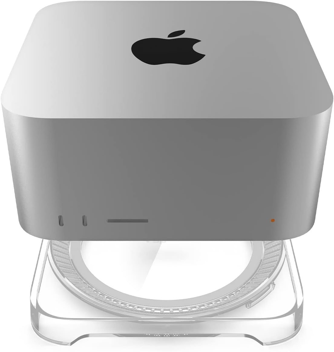 Spigen Mac Studio Stand with Built in Air Filter Designed for M4/M2/M1 Max, M3/M2/M1 Ultra Desktop Mount PVC Dust Prevention Ventilation - Crystal Clear