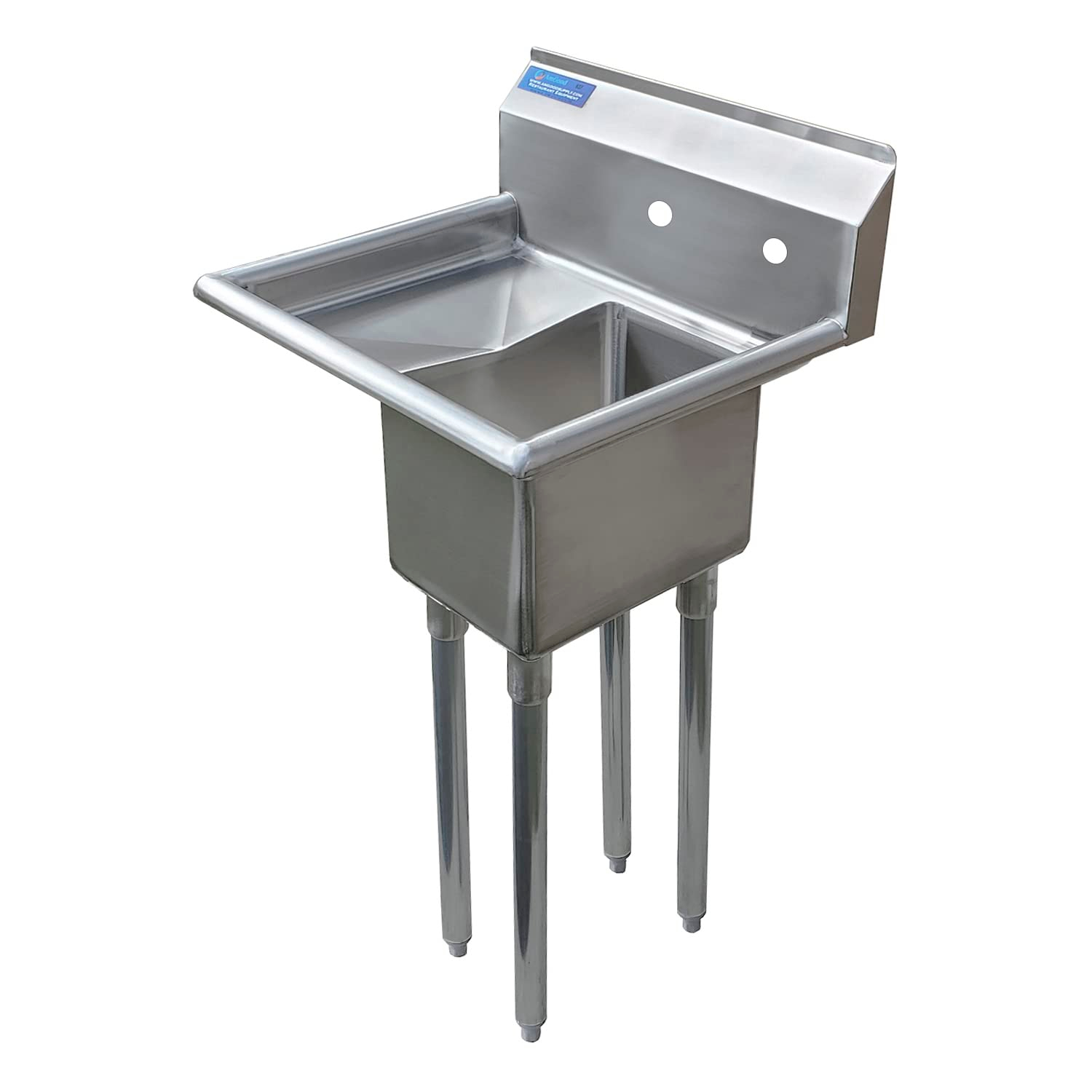 10″ x 14″ x 10″ with 10″ Left Drainboard with Faucet One Compartment Stainless Steel Commercial Kitchen Prep & Utility Sink | NSF