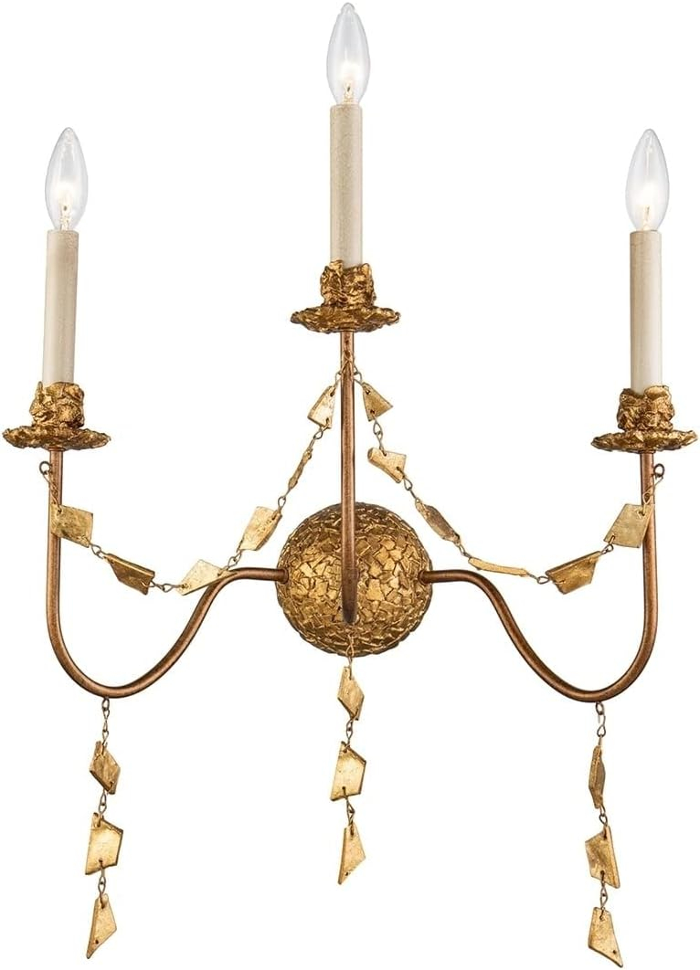 Lucas McKearn Mosaic 3-light Traditional Metal Wall Sconce in Gold Leaf