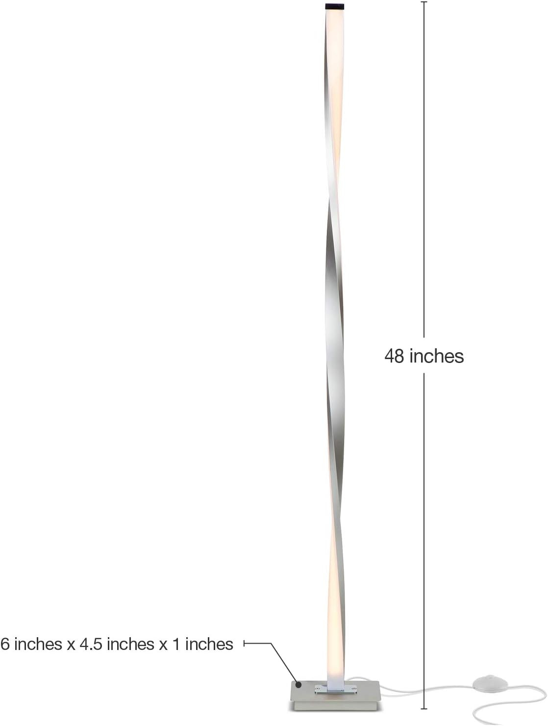 Helix 48" Platinum Silver LED Modern Floor Lamp with 3-Way Dimming