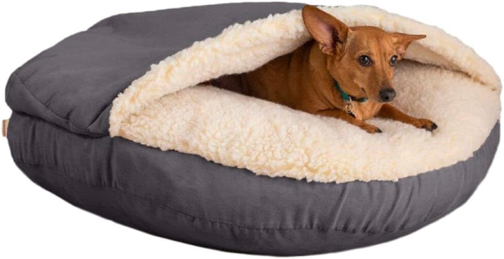 Snoozer Cozy Cave Dog Bed, Small, Heather Gray, Hooded Nesting Dog Bed