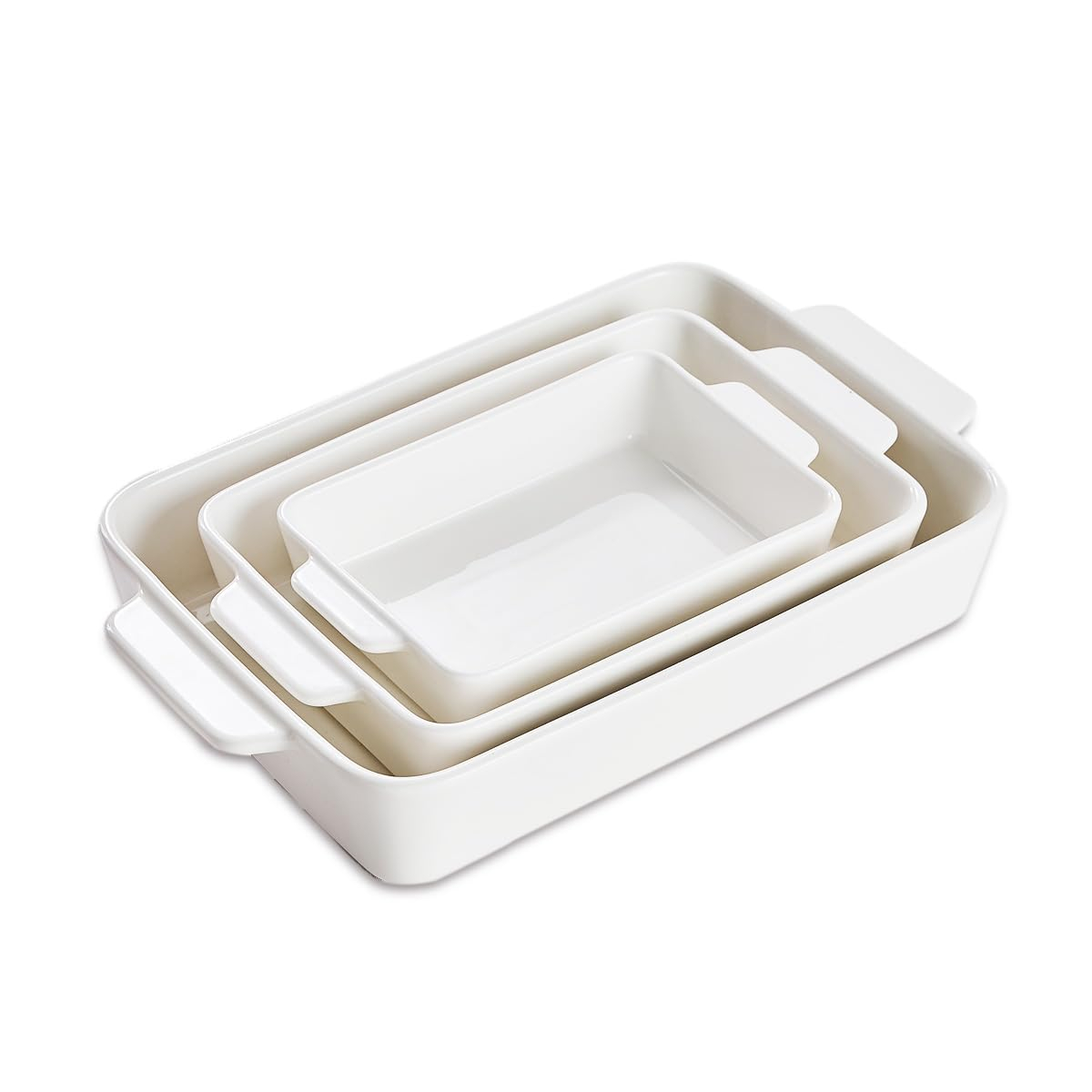 Baking Dish for Oven Casserole Dishes Bakeware Set With Ramekin Ceramic Lasagna Pan 9×12.8 Inch Large Deep Baking Dishes Rectangular Non-Stick Baking Pans for Kitchen Baking and Roasting White