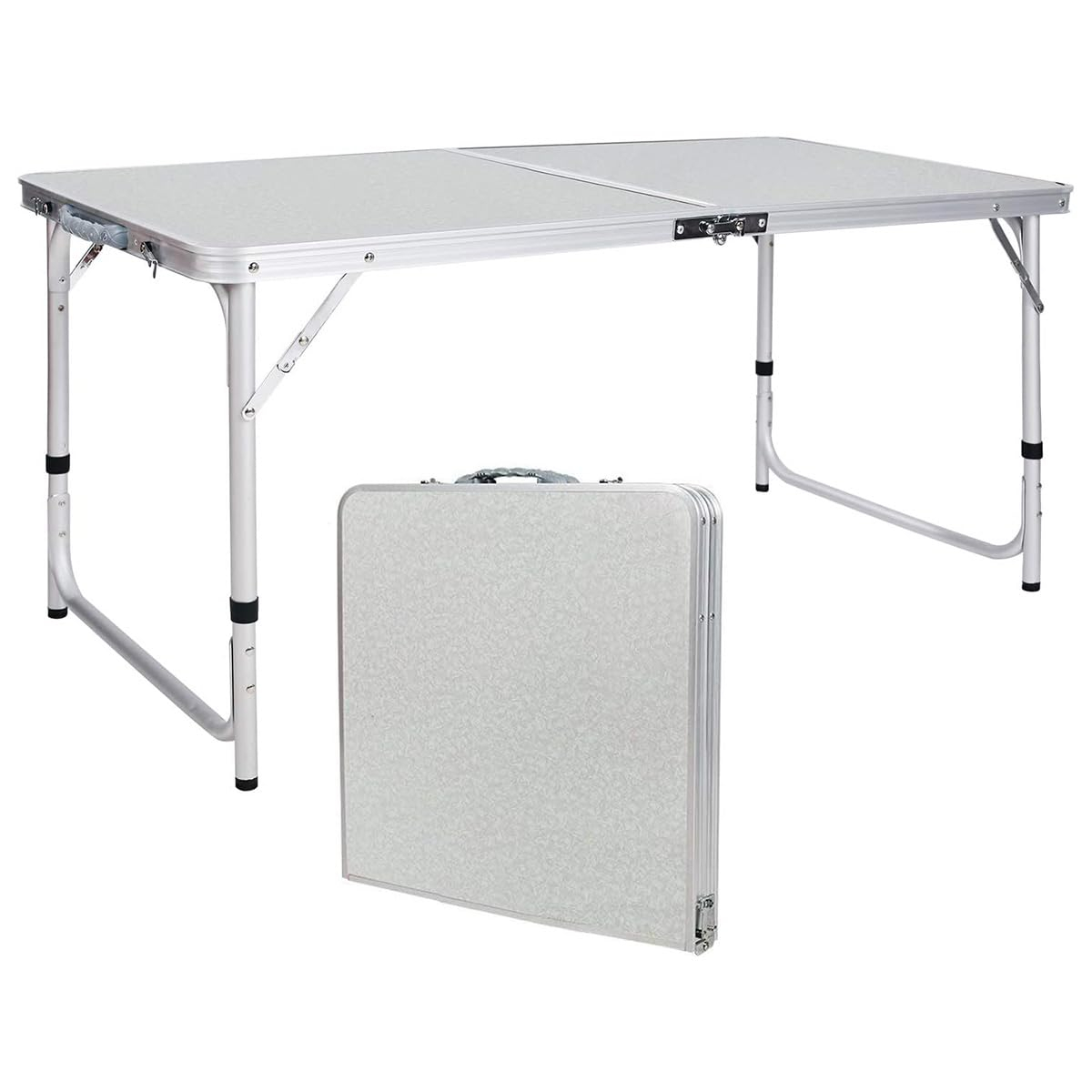 REDCAMP Aluminum Frame Camping Table 4 Foot, Portable Folding Table Adjustable Height Lightweight for Picnic Beach Outdoor Indoor,48 x 24 inches