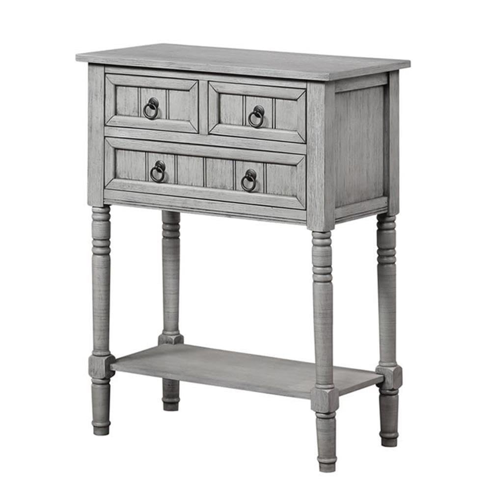 Covenience Concepts Kendra 3 Drawer Hall Table with Shelf, Wirebrush Light Gray