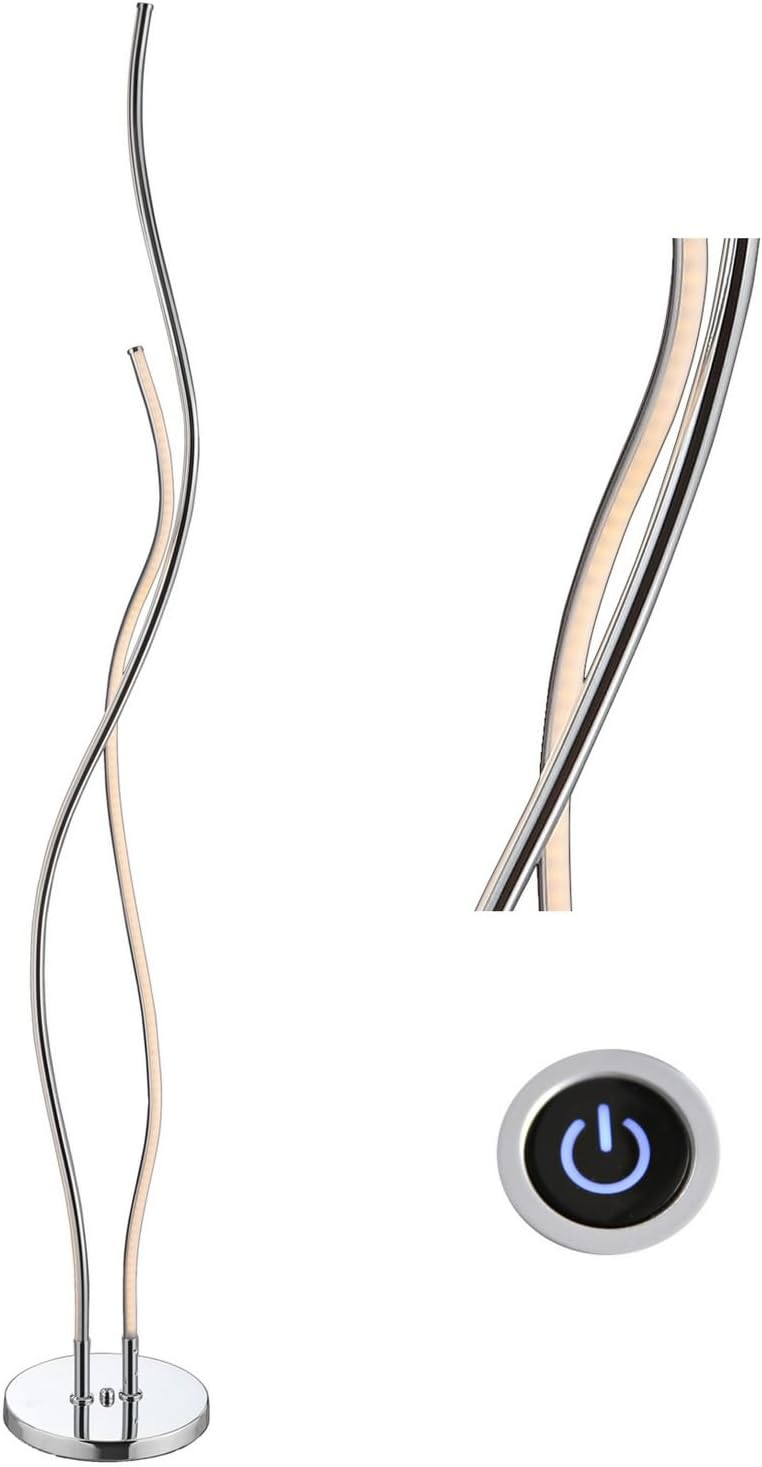 Jonathan Y JYL7008A Cairo 63.75" LED Integrated Floor Lamp, Modern, Contemporary, Office, Living Room, Family Room, Dining Room, Bedroom, Guest Room, Hallway, Foyer, Chrome