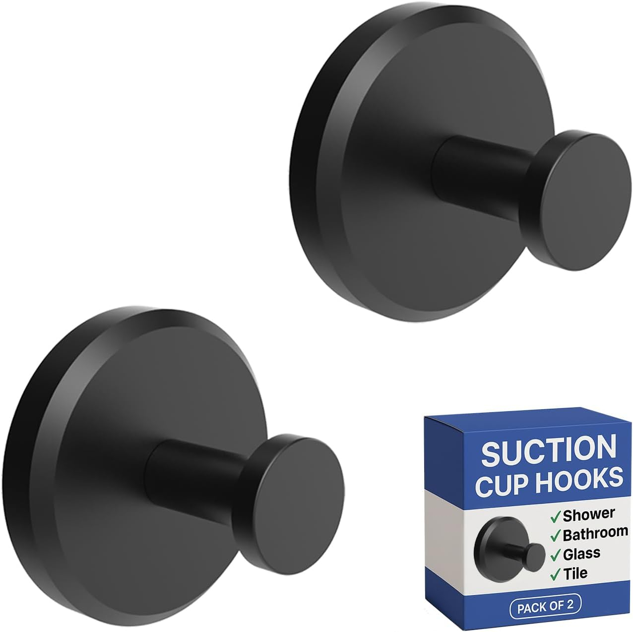 DEJUPE Suction Cup Hooks for Shower, Bathroom, Kitchen, Glass Door, Mirror, Tile – Loofah, Towel, Coat, Bath Robe Hook Holder for Hanging up to 15 lbs – Waterproof & Rustproof, Chrome (2-Pack)
