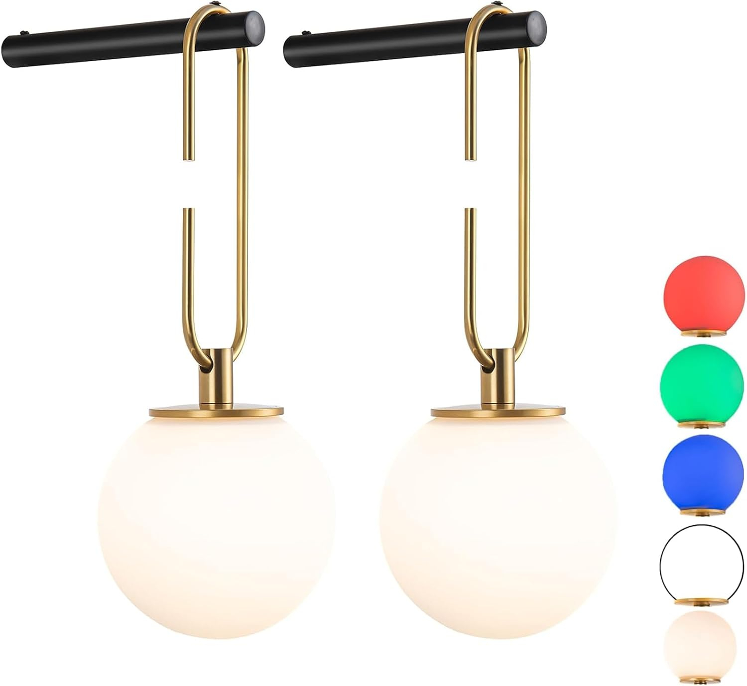 Chrome and Brass Battery Operated Dimmable Wall Sconce Set